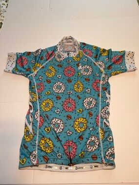Zoot Turquoise and Pink Donut-Print Cycling Jersey